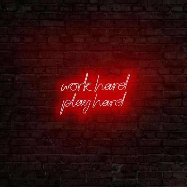 Aplica de Perete Neon Work Hard Play Hard, 55x36 cm