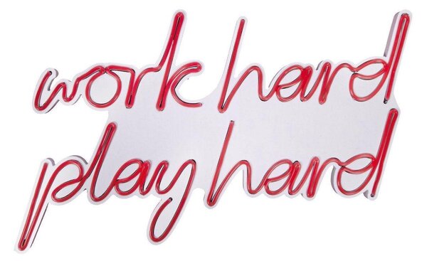 Aplica de Perete Neon Work Hard Play Hard, 55x36 cm