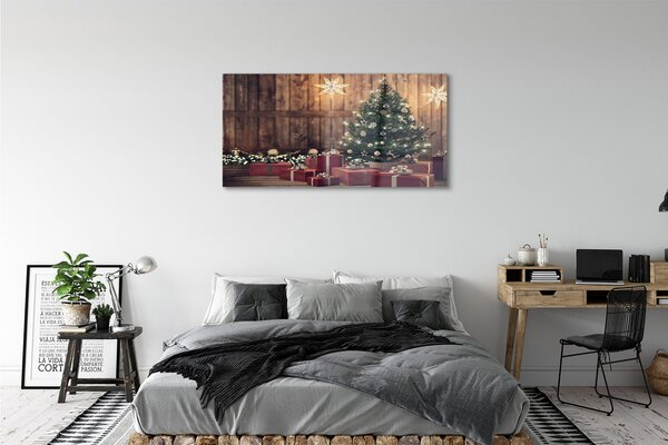 Tablouri pe sticlă Cadouri de Crăciun placi decor copac