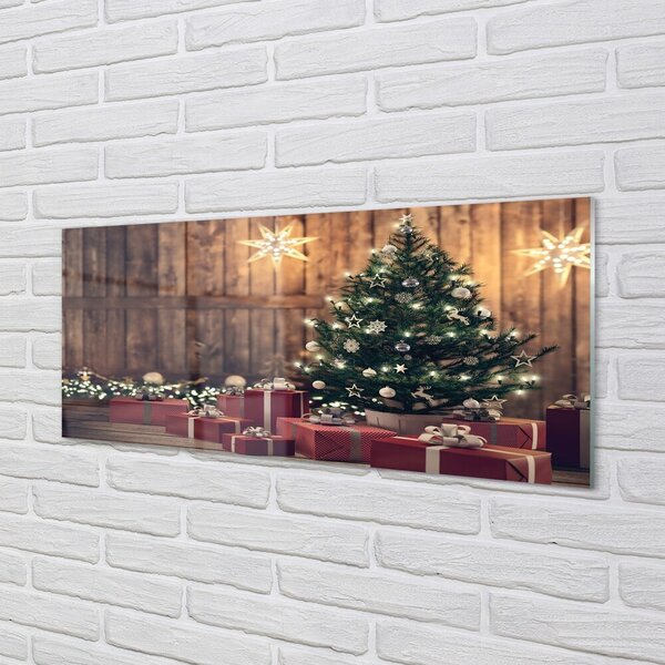 Tablouri pe sticlă Cadouri de Crăciun placi decor copac