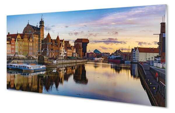Panouri de sticlă Portul din Gdańsk râu răsărit de soare