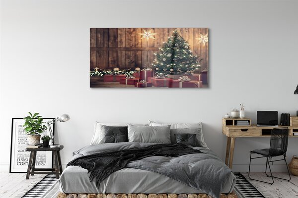 Tablouri pe sticlă Cadouri de Crăciun placi decor copac