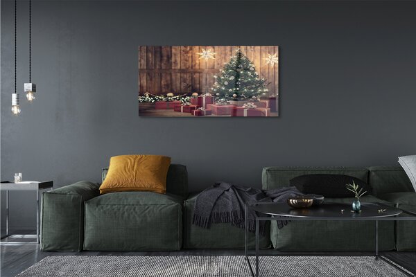 Tablouri pe sticlă Cadouri de Crăciun placi decor copac
