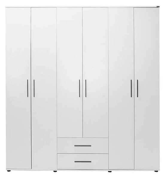 Dulap Haine Adore White, 6 usi, 2 sertare, Alb, 206x213x52 cm