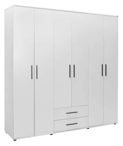 Dulap Haine Adore White, 6 usi, 2 sertare, Alb, 206x213x52 cm