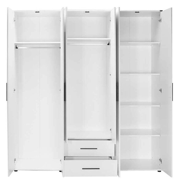 Dulap Haine Adore White, 6 usi, 2 sertare, Alb, 206x213x52 cm