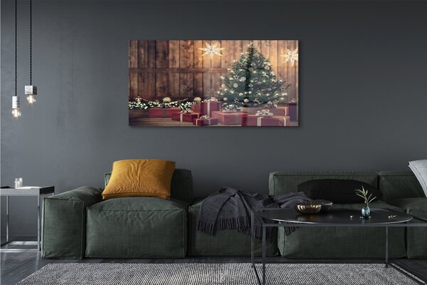 Tablouri pe sticlă Cadouri de Crăciun placi decor copac