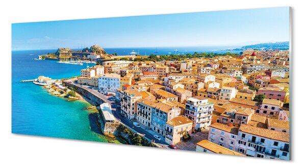 Tablouri pe sticlă Marea Grecia coasta de oraș