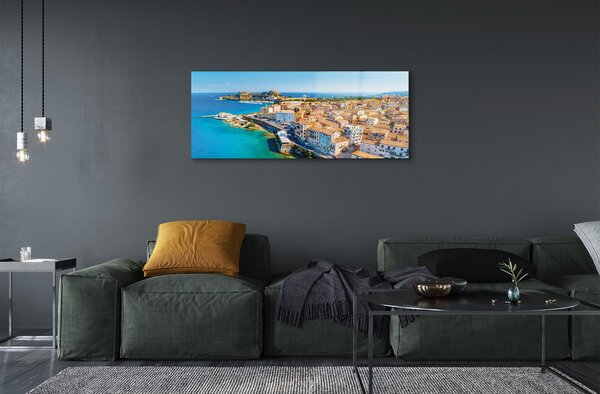 Tablouri pe sticlă Marea Grecia coasta de oraș