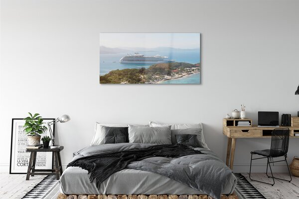 Tablouri pe sticlă Insula navei de munte la mare