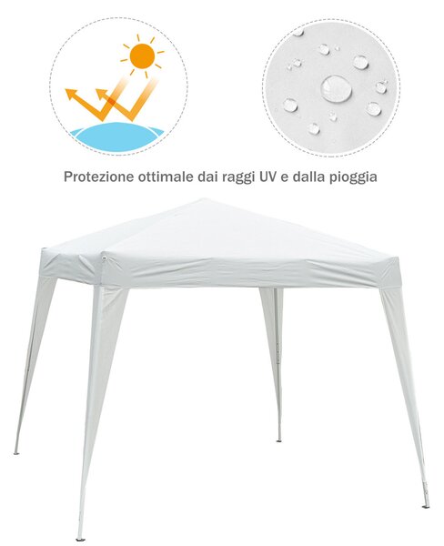 Outsunny Gazebo Pop-Up Impermeabil, Alb, 2.4x2.4 m, Ușor de Montat, Ideal pentru Petreceri și Evenimente în Aer Liber | Aosom Romania