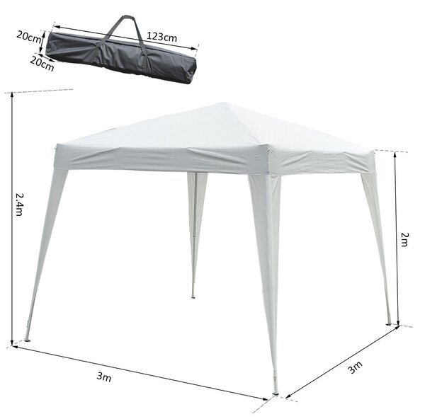 Outsunny Gazebo Pop-Up Impermeabil, Alb, 2.4x2.4 m, Ușor de Montat, Ideal pentru Petreceri și Evenimente în Aer Liber | Aosom Romania
