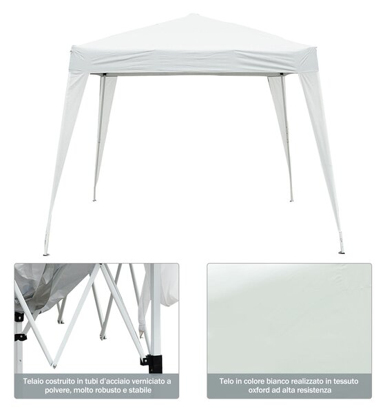 Outsunny Gazebo Pop-Up Impermeabil, Alb, 2.4x2.4 m, Ușor de Montat, Ideal pentru Petreceri și Evenimente în Aer Liber | Aosom Romania