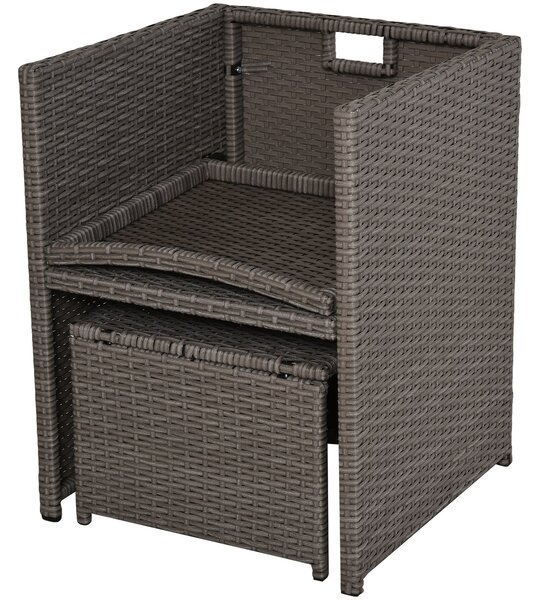 Outsunny Set Mobilier Grădină Extern Ratan 9 Piese, Masă, 4 Scaune, 4 Taburete, Maro | Aosom Romania