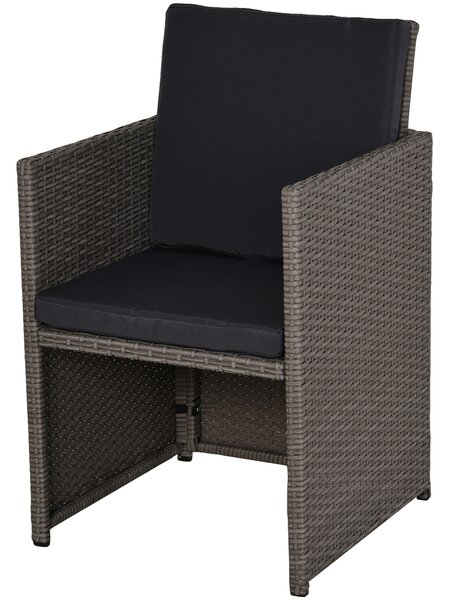 Outsunny Set Mobilier Grădină Extern Ratan 9 Piese, Masă, 4 Scaune, 4 Taburete, Maro | Aosom Romania
