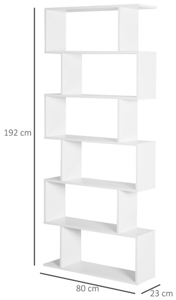 Librarie de Design Modern HOMCOM, Rafturi Albe, 80x23x192cm | Aosom Romania
