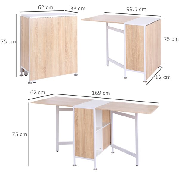 HOMCOM Masa pliabila cu 4 Compartimente, mobilier pentru bucatarie | Aosom Ro