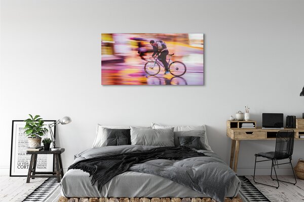 Tablouri pe sticlă Biciclete lumini om