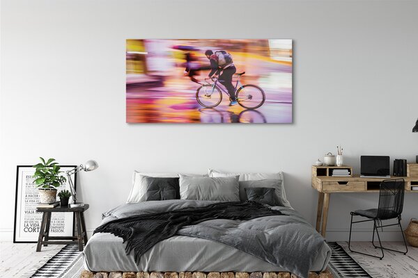 Tablouri pe sticlă Biciclete lumini om