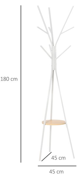 HOMCOM cuier vertical, design modern, 45x45x180cm, alb | Aosom Romania
