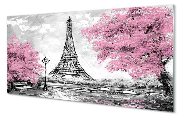Tablouri pe sticlă copac primăvară Paris