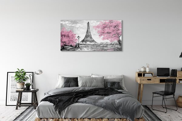 Tablouri pe sticlă copac primăvară Paris