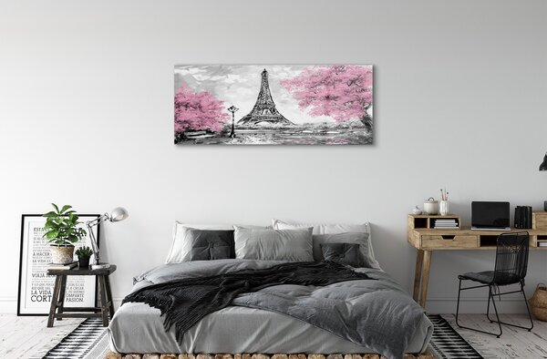 Tablouri pe sticlă copac primăvară Paris