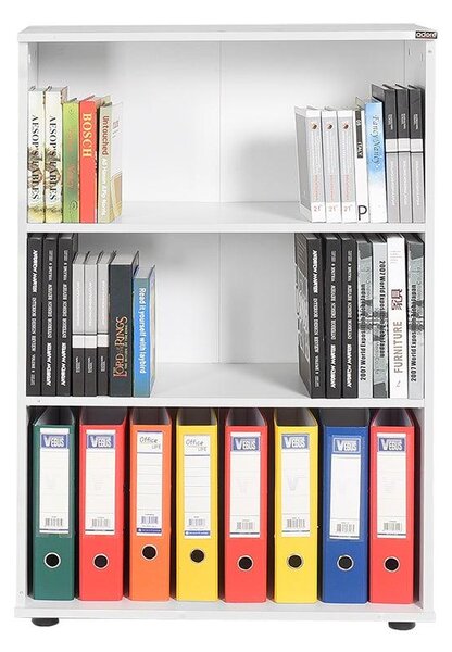 Biblioteca Adore Rio Mini, 3 rafturi, Alb - Nuc - Antracit, 72x109x34 cm