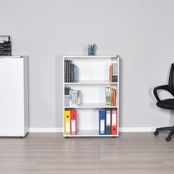 Biblioteca Adore Rio Mini, 3 rafturi, Alb - Nuc - Antracit, 72x109x34 cm