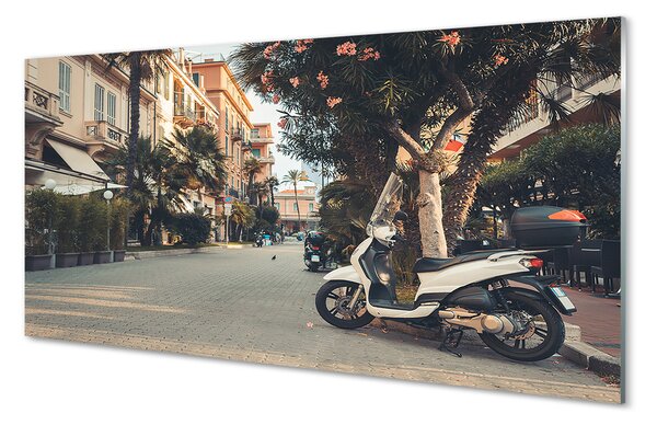 Tablouri pe sticlă Motociclete urbane de palmier de vară