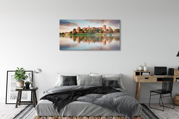 Tablouri pe sticlă Cracovia râu castel
