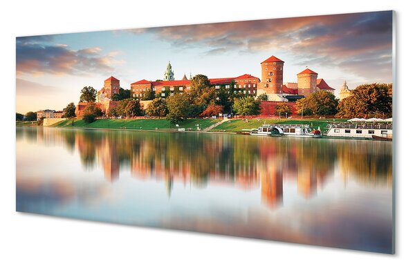 Tablouri pe sticlă Cracovia râu castel