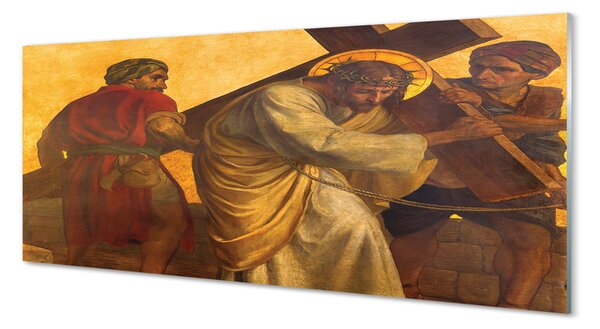 Tablouri pe sticlă Isus oamenii cruce