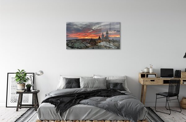 Tablouri pe sticlă Cracovia Sunset Panorama