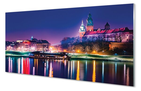 Tablouri pe sticlă Cracovia River City noapte