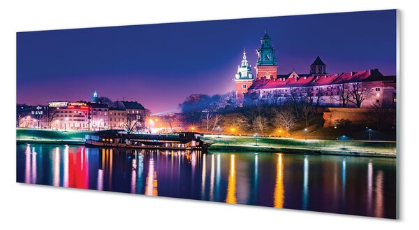 Tablouri pe sticlă Cracovia River City noapte