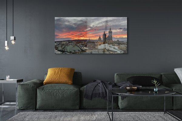 Tablouri pe sticlă Cracovia Sunset Panorama