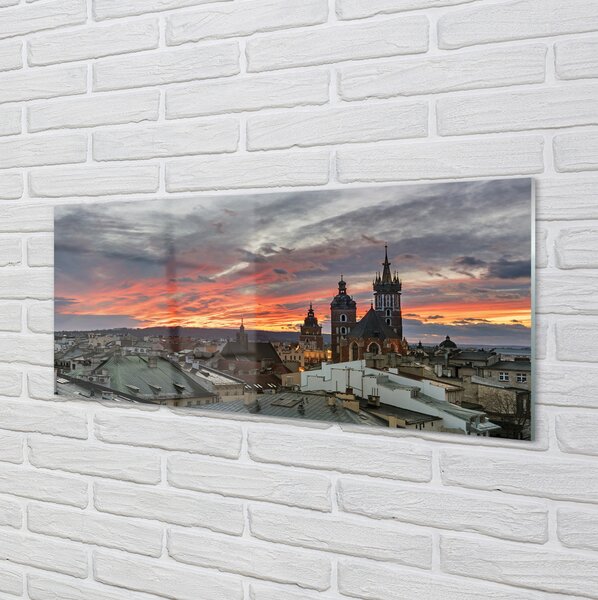 Tablouri pe sticlă Cracovia Sunset Panorama