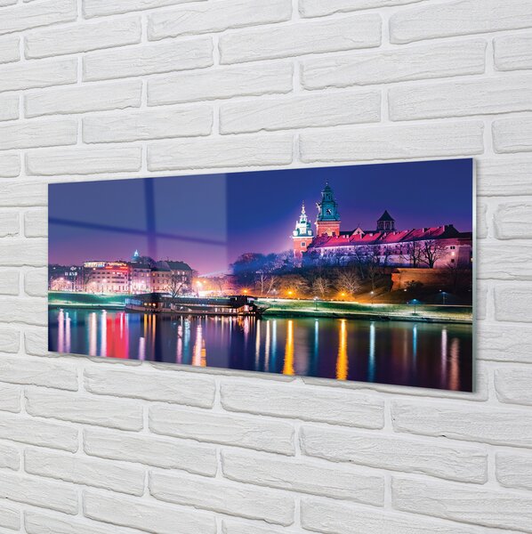Tablouri pe sticlă Cracovia River City noapte