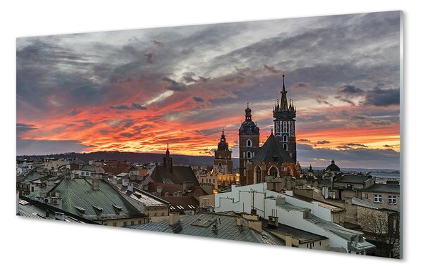 Tablouri pe sticlă Cracovia Sunset Panorama