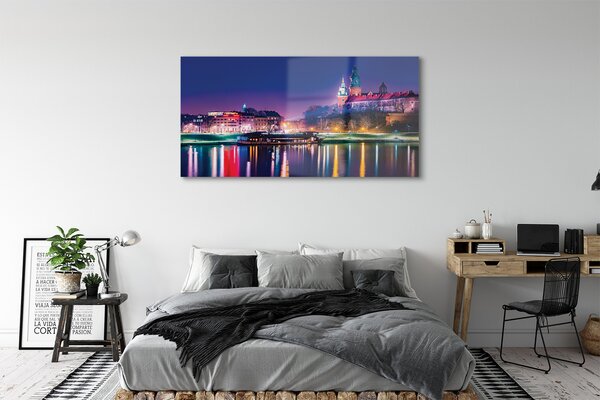 Tablouri pe sticlă Cracovia River City noapte
