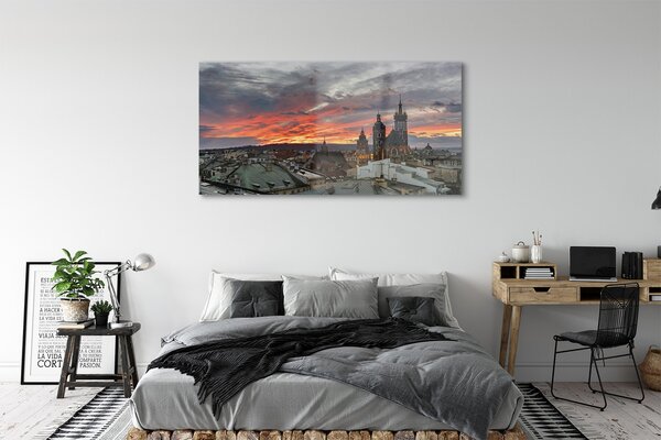 Tablouri pe sticlă Cracovia Sunset Panorama