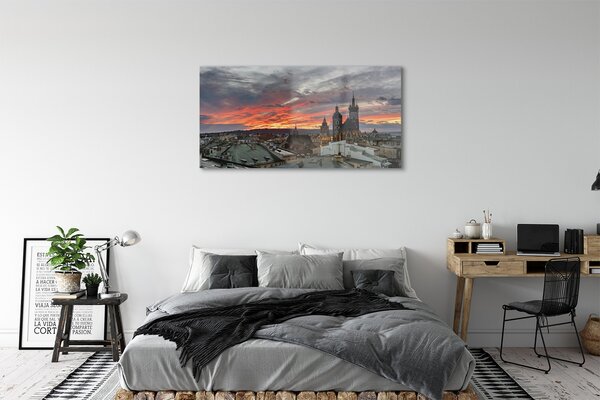 Tablouri pe sticlă Cracovia Sunset Panorama