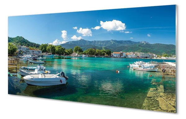 Tablouri pe sticlă munți de mare Grecia Marina
