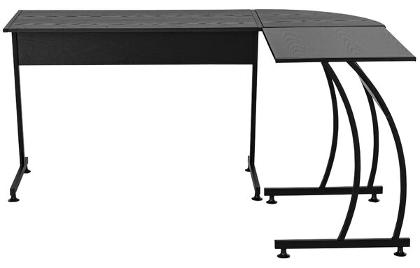 HOMCOM Birou în Colț Spațios din Lemn cu Cadru din Metal, Design Modern pentru Acasă sau Birou, Multifuncțional, Negru, 112.5x152x74cm | Aosom Romania