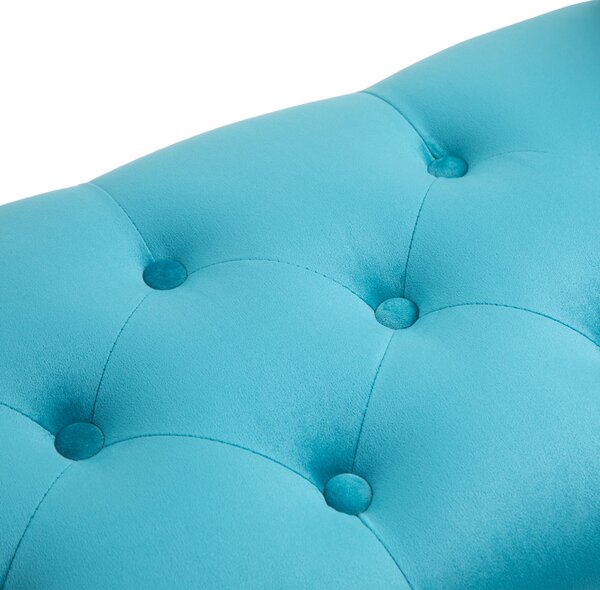 HOMCOM Chaise Captusita Stil Vintage cu Cotiere Tapitate si Cadru din Lemn, Albastru deschis 117x40x58Hcm | Aosom Romania