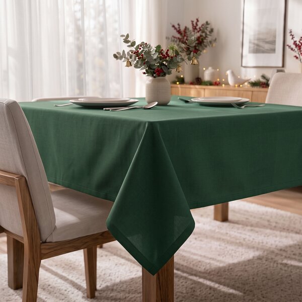 Goldea față de masă de crăciun 100% bumbac - verde închis 140 x 220 cm