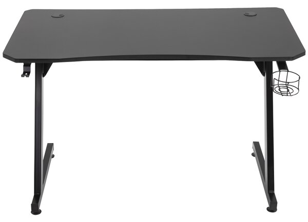 HOMCOM Masă Gaming Avansată cu Management al Cablurilor, Suport pentru Pahare și Cârlig pentru Căști, Design Ergonomic, Negru | Aosom Romania