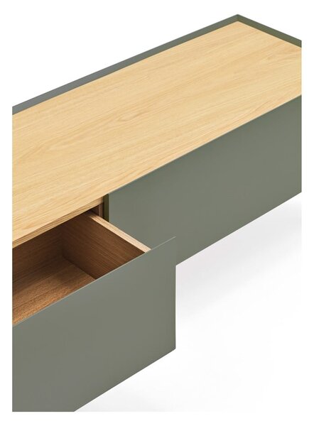 Masă TV verde/în culoare naturală cu aspect de lemn de stejar 180x45 cm Arista – Teulat