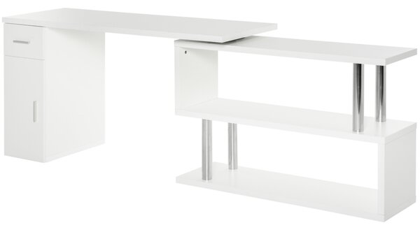 HOMCOM Birou Unghiular Modern din Lemn Spațiu de Lucru Generos 140x107x74.6 cm Design Contemporan pentru Birou | Aosom Romania